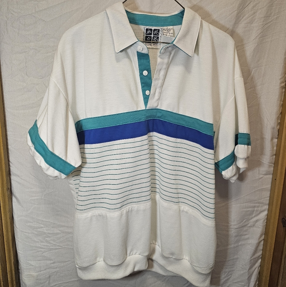 Retro 90s Striped Polo Shirt Vintage Streetwear L